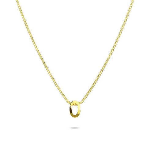 Initials Brick Alphabet Letter Necklace Gold Layered Steel Jewellery